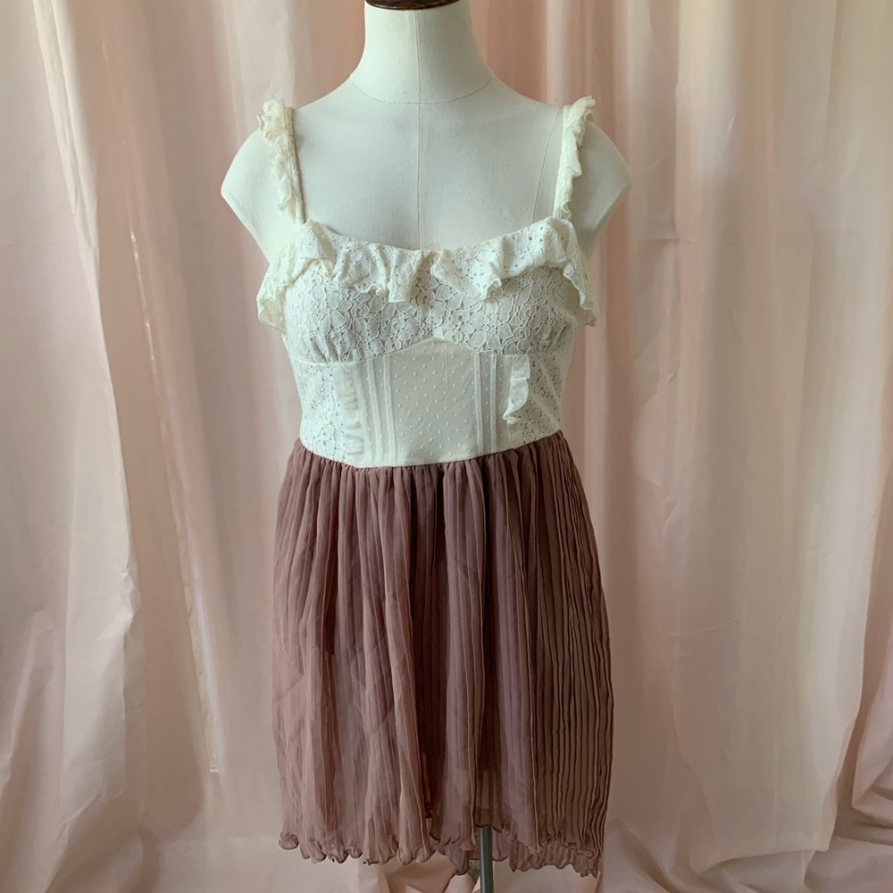 Liz Lisa- ish high low creme and brown dress
